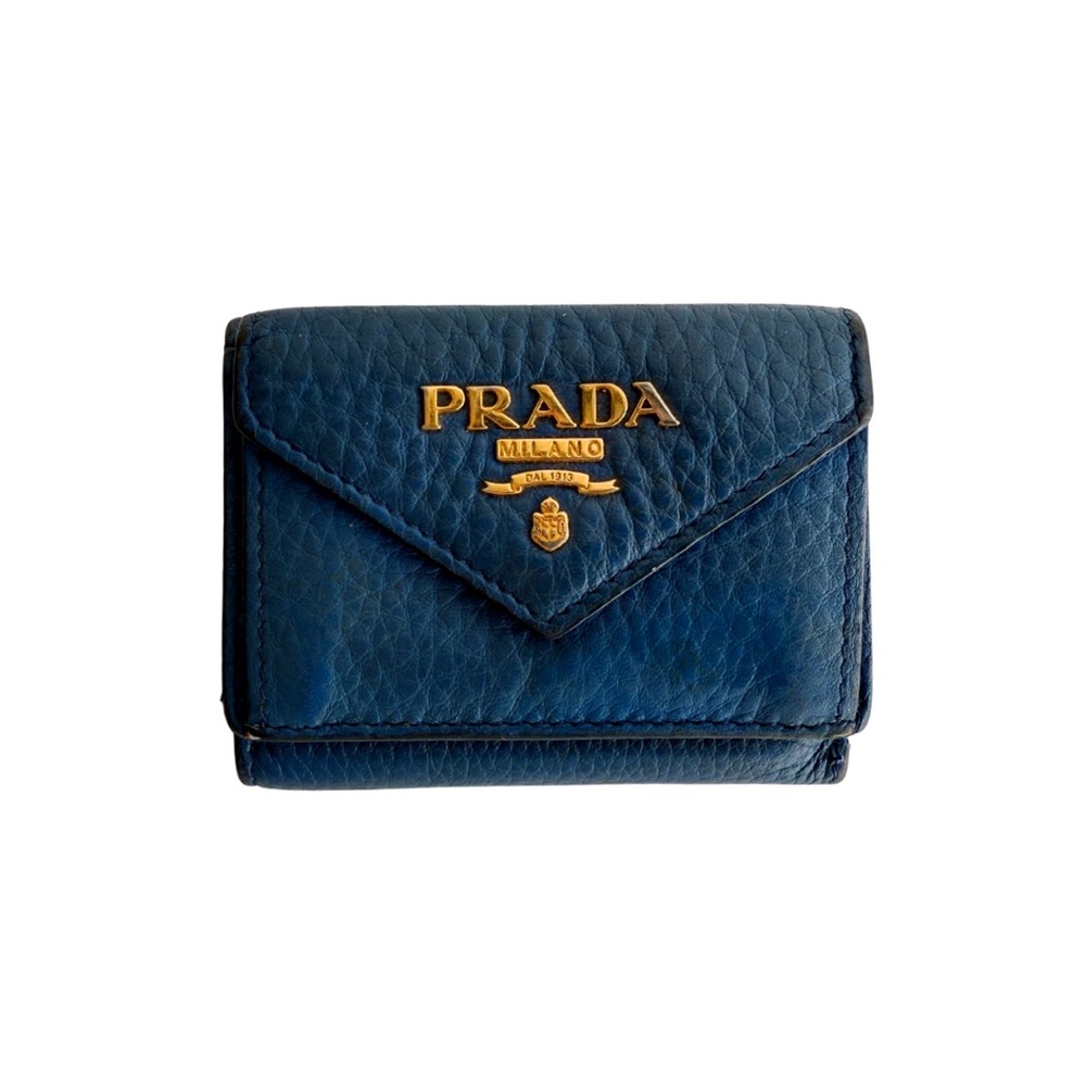 PRADA TRI-FOLD Blue/Orange Wallet